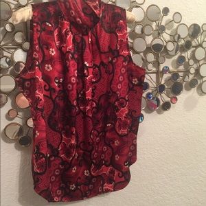 Gloria Lance Red Floral Silky Top